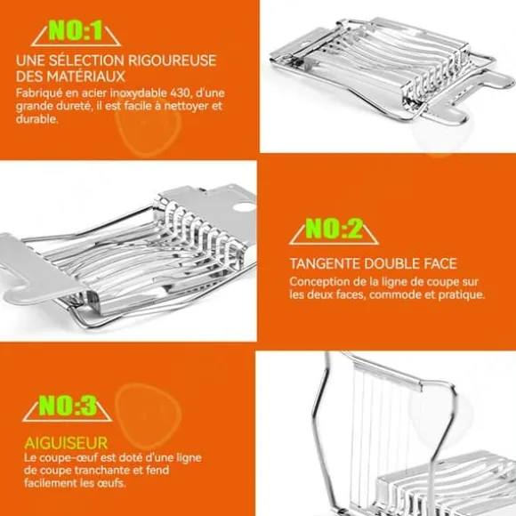 Äggdelare - CONFOZEN - 13,7x9,2x2,5 cm - Rostfritt stål - Multifunktionell - Ergonomisk