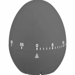 ÄGGFORMAD TIMER, grå, 6x7cm, tillverkad av slitstarkt material