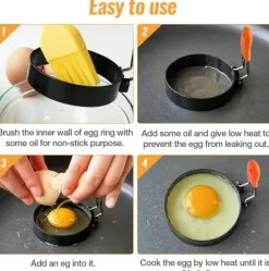 Äggring / omelettform 4-pack rostfritt stål/silikon