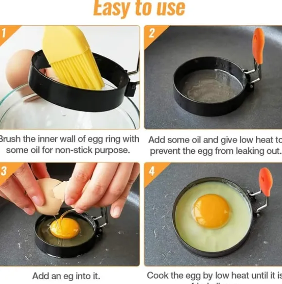 Äggring / omelettform 4-pack rostfritt stål/silikon