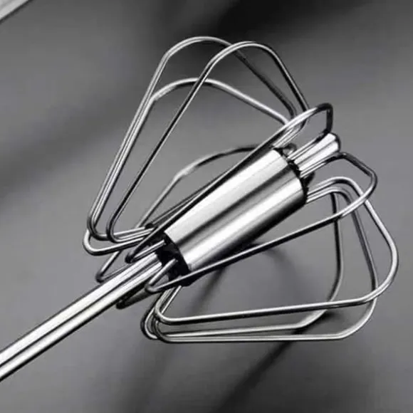Äggvisp i rostfritt stål Halvautomatisk äggvisp Handskjut roterande vispmixer för blandning av mjölkskummare gräddtillverkning