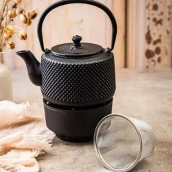 GJUTJÄRNKANNA 0,8L MED FILTER OCH VÄRMARE KINGHOFF KH-1847