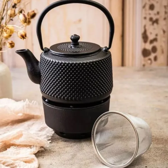 GJUTJÄRNKANNA 0,8L MED FILTER OCH VÄRMARE KINGHOFF KH-1847