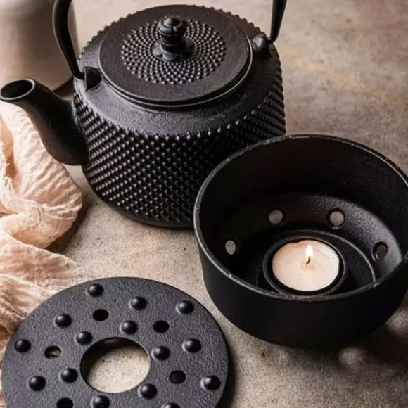 GJUTJÄRNKANNA 0,8L MED FILTER OCH VÄRMARE KINGHOFF KH-1847