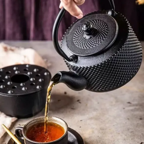 GJUTJÄRNKANNA 0,8L MED FILTER OCH VÄRMARE KINGHOFF KH-1847