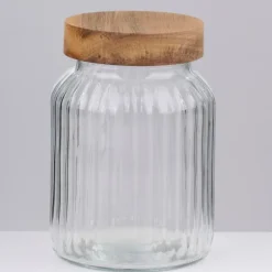 Glasburk med trälock, ca 1000 ml