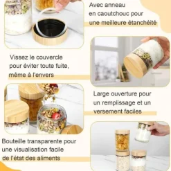 Glasburkar - Glasburk med lock-500ml-6ST- med skruvförslutna trälock - För att förvara sylt, yoghurt