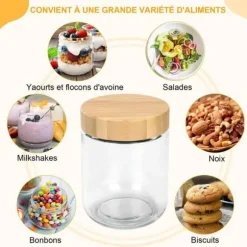 Glasburkar - Glasburk med lock-500ml-6ST- med skruvförslutna trälock - För att förvara sylt, yoghurt