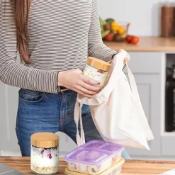 Glasburkar - Glasburk med lock-500ml-6ST- med skruvförslutna trälock - För att förvara sylt, yoghurt