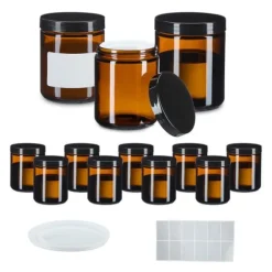 Glasburkar för grädde, 9x7 cm, Brun, Svart