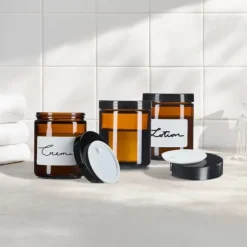 Glasburkar för grädde, 9x7 cm, Brun, Svart