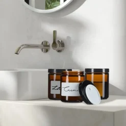 Glasburkar för grädde, 9x7 cm, Brun, Svart