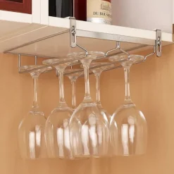 Glashängare i rostfritt stål för hyllmontering – 2 rader