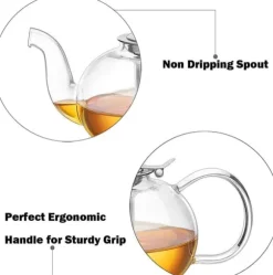 Glaskanna för spishäll för teälskare - 1000 ml med teinfuser för att se te och blommor blomma