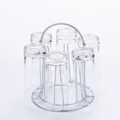 Glaskoppshållare i rostfritt stål för festförvaring och dränering