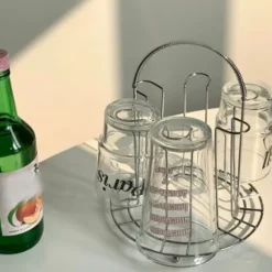 Glaskoppshållare i rostfritt stål för festförvaring och dränering