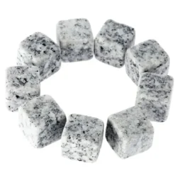 GL12608-Set med 9 bitar av granit whiskysten. Glaciärblockkuber. naturlig bulk kylare för köksredskap