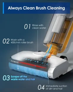 Golvstädare, 200W effekt, 24V spänning, 0,6-1L dammförvaring, 3-4 driftslägen, Våt- och torrstädning