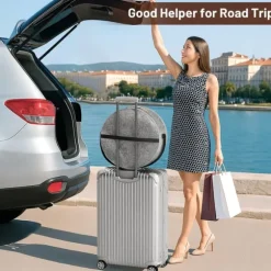 Grå Hopfällbar Hattförvaringslåda i Filt - Perfekt för Resor och Hemorganisation, 42x42x19 cm