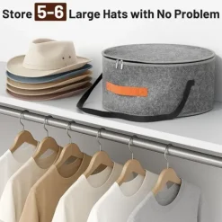 Grå Hopfällbar Hattförvaringslåda i Filt - Perfekt för Resor och Hemorganisation, 42x42x19 cm