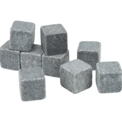 Granit Whiskey Stones Set för whisky, gin, vin, vodka - 2 cm iskuber med flanellpåse