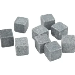 Granit Whiskey Stones Set för whisky, gin, vin, vodka - 2 cm iskuber med flanellpåse