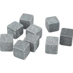 Granit Whiskey Stones Set för whisky, gin, vin, vodka - 2 cm iskuber med flanellpåse