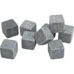 Granit Whiskey Stones Set för whisky, gin, vin, vodka - 2 cm iskuber med flanellpåse