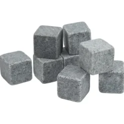 Granit Whiskey Stones Set för whisky, gin, vin, vodka - 2 cm iskuber med flanellpåse