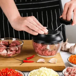 Grönsakshackare med Snöre - Dicer med Dragfunktion 500 ml Svart