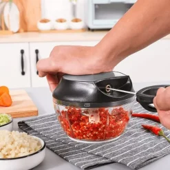 Grönsakshackare med Snöre - Dicer med Dragfunktion 500 ml Svart