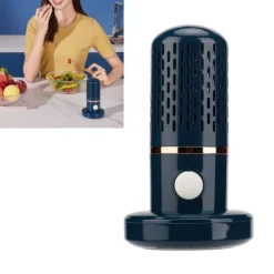 Grönsakstvättmaskin Multifunktion Trådlös USB Laddning Auto Kapsel Fruktrenare för kök Blå