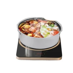 Grytan, 304 rostfritt stål, 32 cm diameter, dubbel smakdesign, inkluderar glaslock, lätt att rengöra