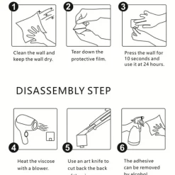 Gyllene väggmonterad hatthylla med 5 krokar - installation utan borrning