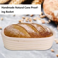 Handgjord oblekt naturlig rotting Banneton jäsbar korg degbröd bakningssats 27,5x14x8cm