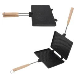 Handsmörgåsmaskin Multifunktionell dubbelsidig förhindra Stick Hand brödrost Smörgåsmaskin för hemfrukost