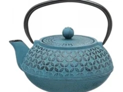 Heminredning Blommig gjutjärnskanna med sil 1000 ml