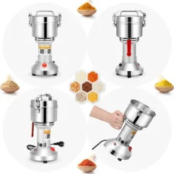 Höghastighets spannmålskvarn, 220V kvarn 500 g, för örter/kryddor/nötter/säd, överlastskydd, ljusgrå