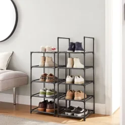 Högt skoställ med 10 hyllor - Svart