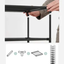 Högt skoställ med 10 hyllor - Svart