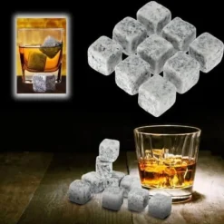 HK11470-Glaserade whiskystenar. Kylande kuber. granitficka. återanvändbar. 9 stycken