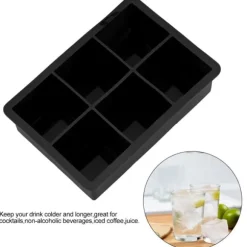 6-håls silikoniskubmaskinsbricka - perfekt för choklad, godis och mer - svart