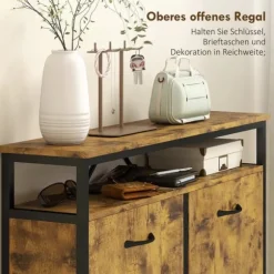 HOMCOM Skoställ med 4 hopfällbara lådor, smal design, öppen hylla, för 12-20 par skor, stål, brun