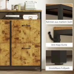 HOMCOM Skoställ med 4 hopfällbara lådor, smal design, öppen hylla, för 12-20 par skor, stål, brun