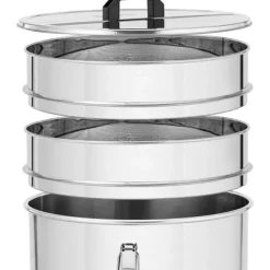 Honungssettler med sil, lock och ventil, STÅL, 30 l