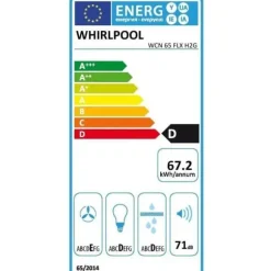 Hood2GO inbyggd visirfläkt - WHIRLPOOL - WCN65FLXH2G - Rostfritt stål - Klass D - 13,2 x 56,4 x 59,5 cm