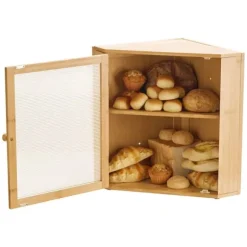 Hörnbrödlåda, Dubbelskiktad Förvaringsbehållare, Bambu Material, för Köksbänk