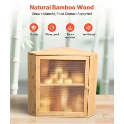 Hörnbrödlåda, Dubbelskiktad Förvaringsbehållare, Bambu Material, för Köksbänk