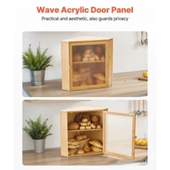 Hörnbrödlåda, Dubbelskiktad Förvaringsbehållare, Bambu Material, för Köksbänk