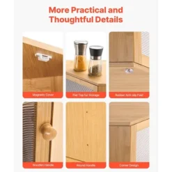 Hörnbrödlåda, Dubbelskiktad Förvaringsbehållare, Bambu Material, för Köksbänk